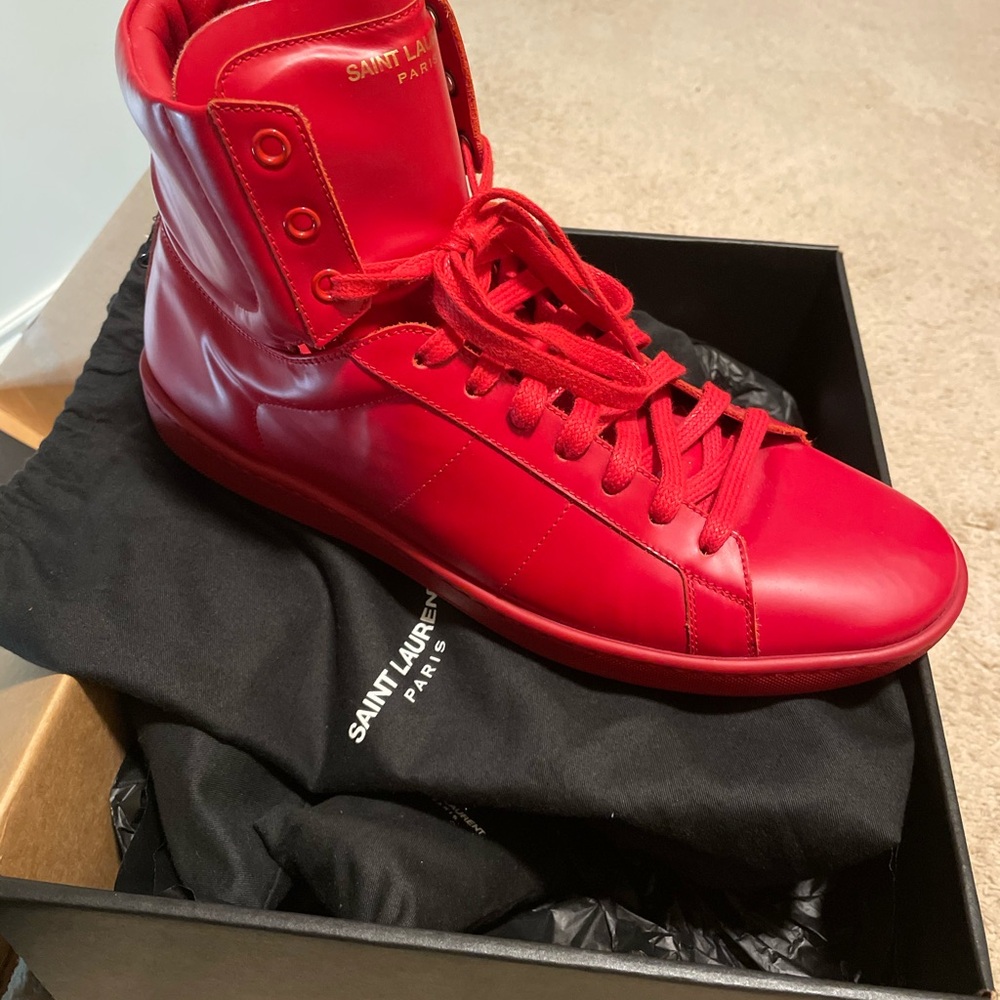 Saint Laurent Bold Red High-Tops - Picture 3 of 5